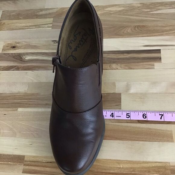 NATURAL Soul brown leather chunky heeled shoes round toe comfortable size 7.5 - Picture 12 of 15